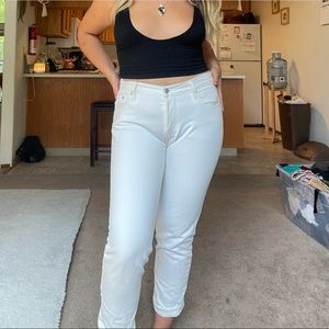 Skinny straight white Levi’s